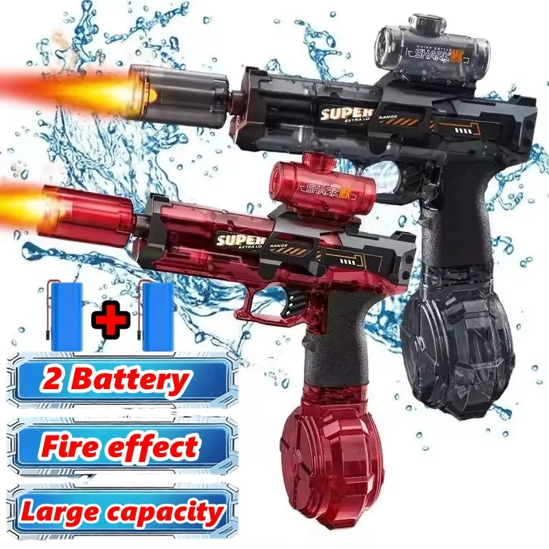 Electric Water Gun Toys Muzzle Flame Led Light Emitting Children Water Pistol Squirt Summer Outdoor Beach Pool Toy for Kid Adult