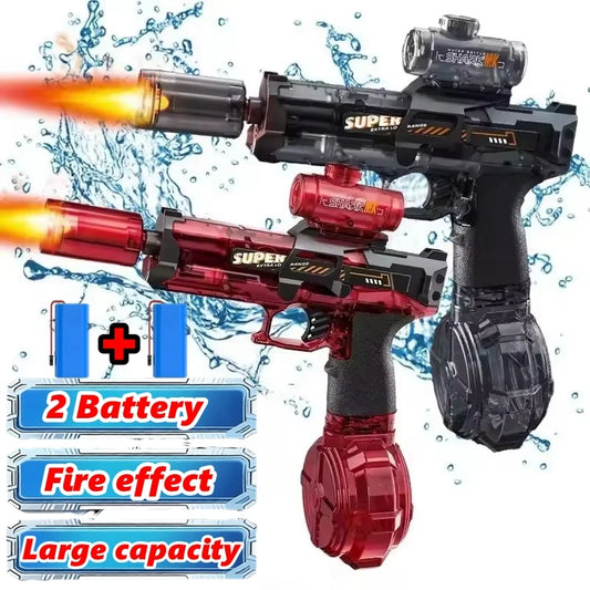Electric Water Gun Toys Muzzle Flame Led Light Emitting Children Water Pistol Squirt Summer Outdoor Beach Pool Toy for Kid Adult
