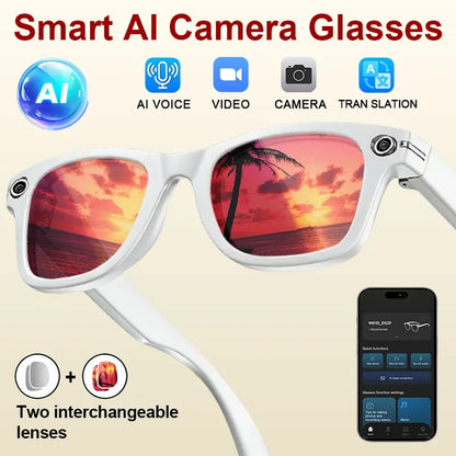 ULMIED Smart Camera Glasses with 8MP HD Video Recording, Bluetooth Audio, Includes Photochromic Lens for Outdoor Activities and Daily Use, Father'S Day Gift for Dad