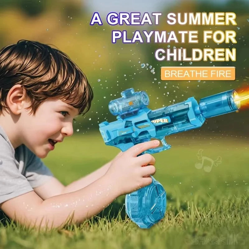 Electric Water Gun Toys Muzzle Flame Led Light Emitting Children Water Pistol Squirt Summer Outdoor Beach Pool Toy for Kid Adult
