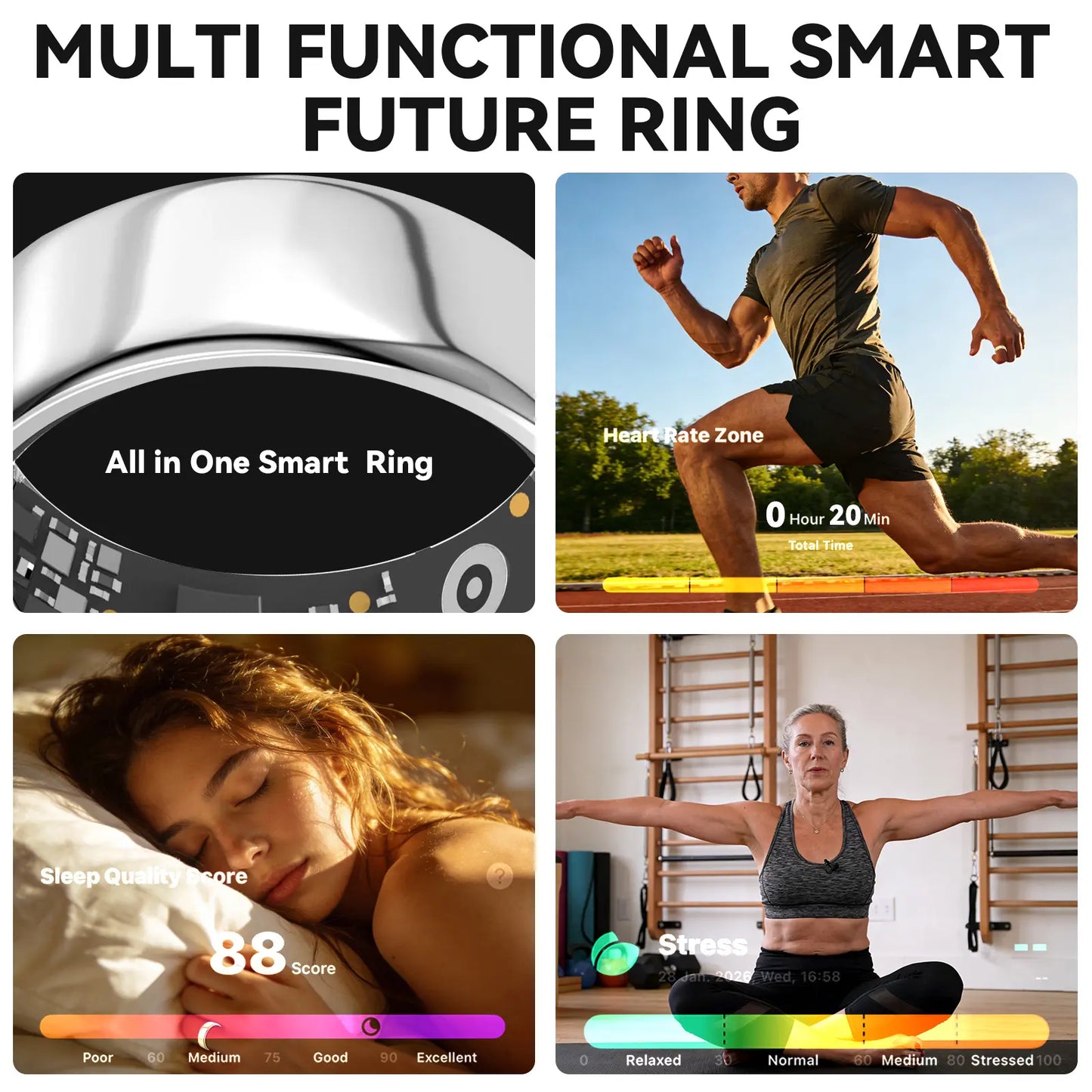 2026 New Smart Ring ,No Subscription Fees Health Tracker for Outdoor Sports, Waterproof Fitness Ring, Gift for Women, Men & Couples