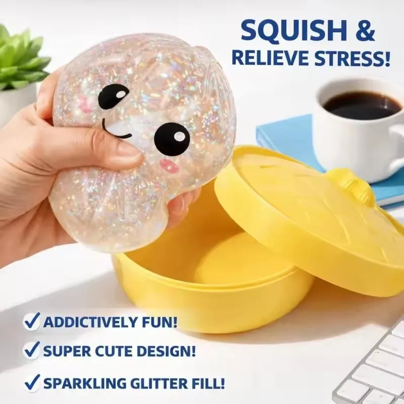 Hot Glitter Dumpling Squishies Toy Bun Dumpling Mystery Box Colorful Food Squishy Sensory Fidget Toy anti Stress Squeeze Ball
