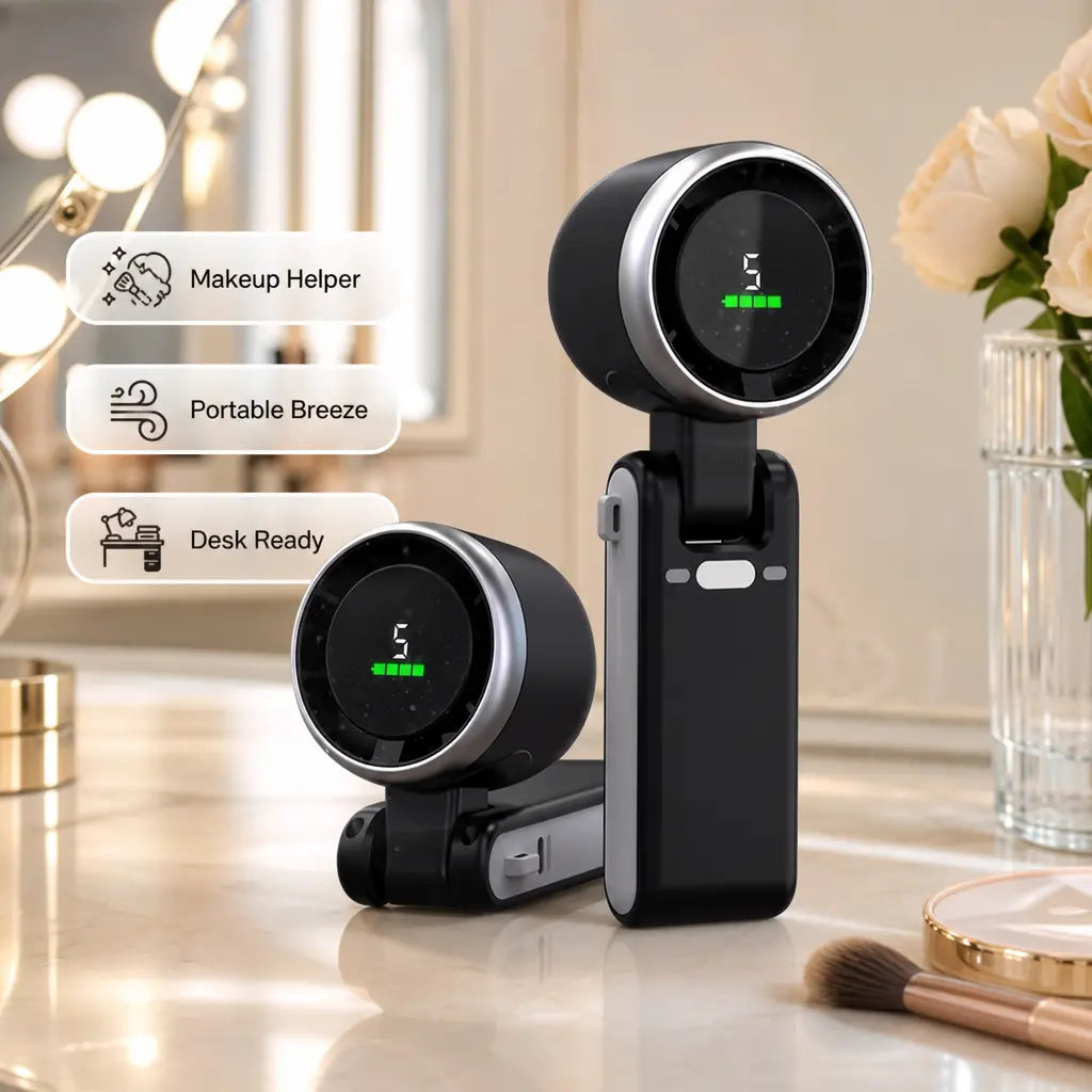 2026 New 3-In-1 Portable Neck & Handheld Fan, 5 Wind Speeds Digital Display, USB Rechargeable Personal Cooling Fan for Summer Outdoor, Travel, Commute, the Battery Has a Large Capacity and Long Endurance