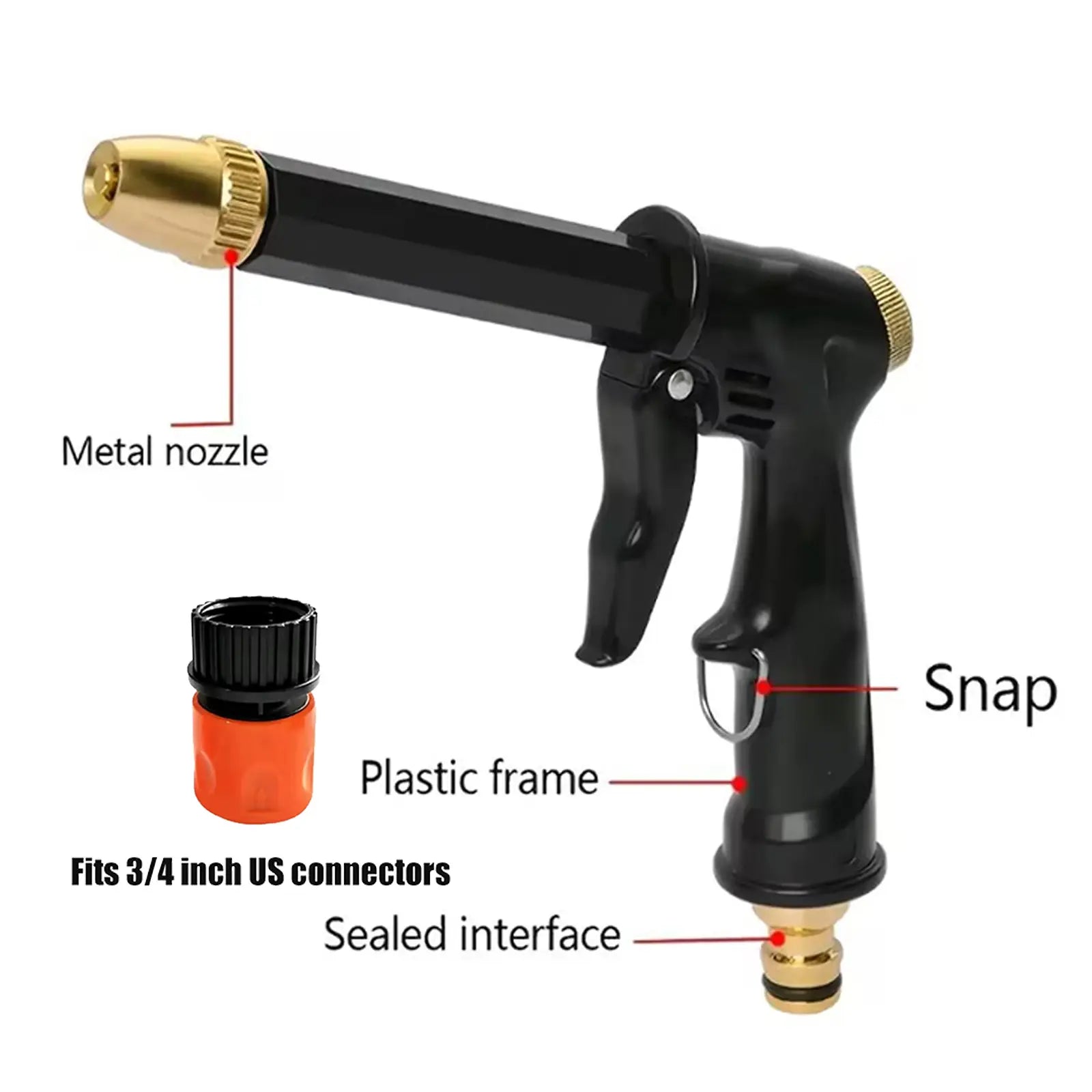 Portable High-Pressure Water Gun, Adjustable Garden Hose Nozzle, Outdoor Garden Accessories, Car Washing & Maintenance Tool Car Wash Equipment Car Wash Sprayer