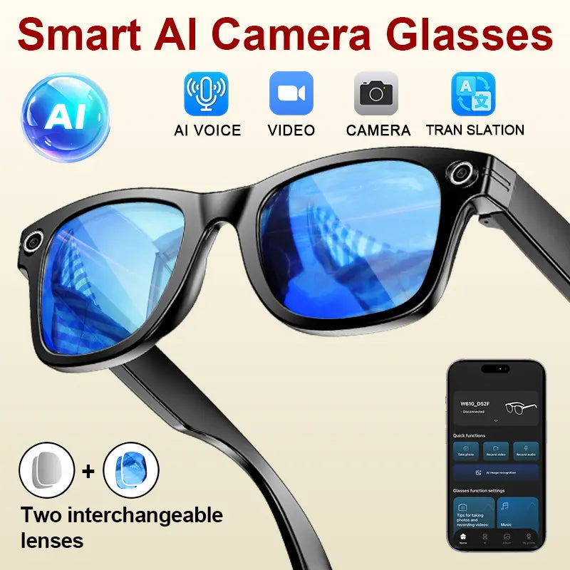 ULMIED Smart Camera Glasses with 8MP HD Video Recording, Bluetooth Audio, Includes Photochromic Lens for Outdoor Activities and Daily Use, Father'S Day Gift for Dad