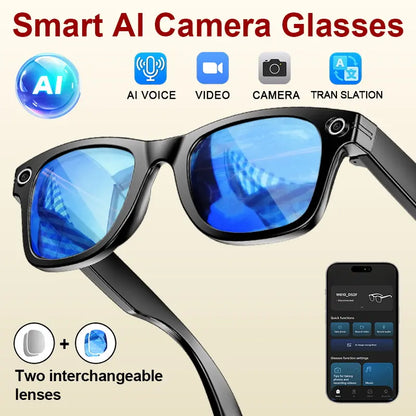 ULMIED Smart Camera Glasses with 8MP HD Video Recording, Bluetooth Audio, Includes Photochromic Lens for Outdoor Activities and Daily Use, Father'S Day Gift for Dad