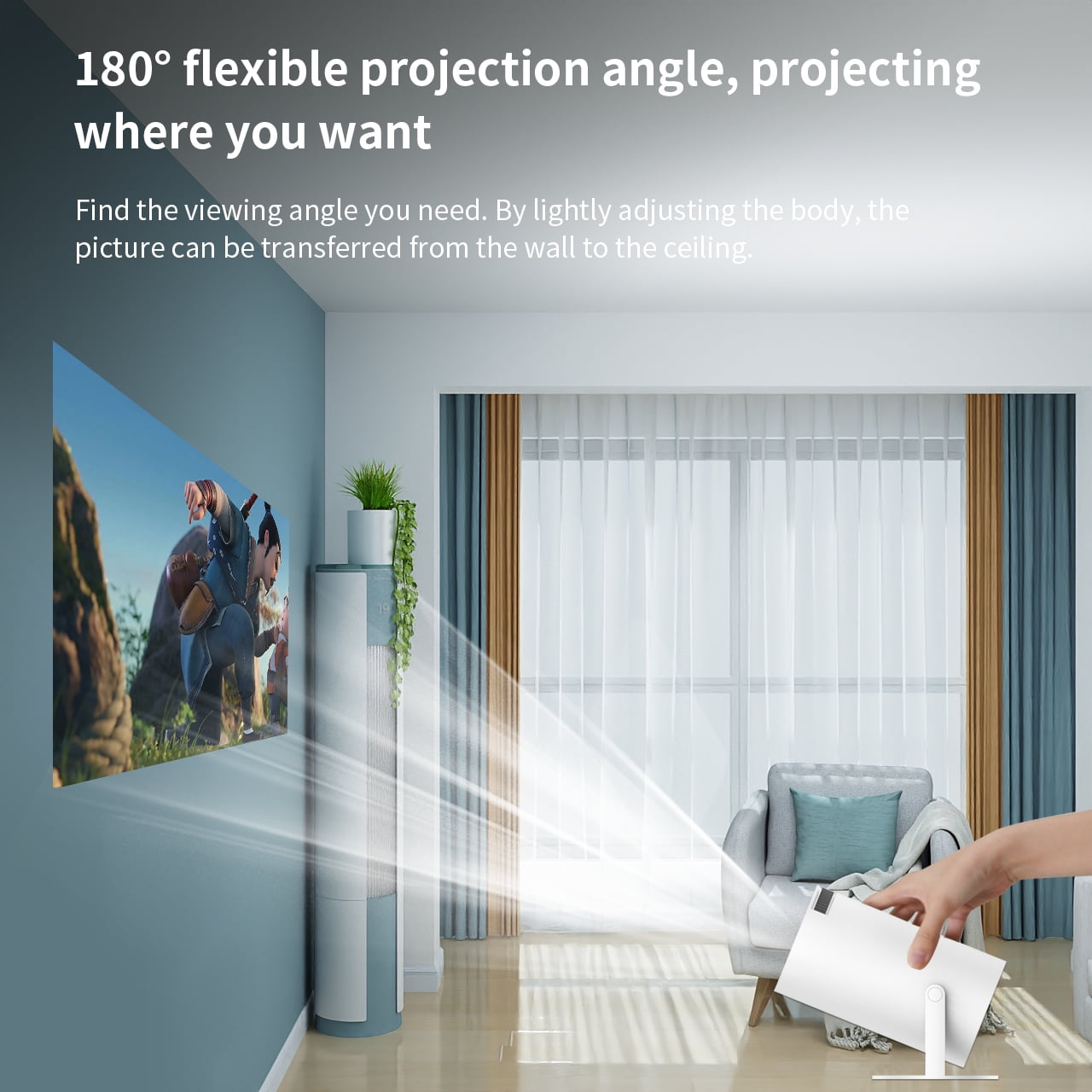 Projector 4K 1080P Support with Bluetooth and Wifi 6, Auto Correction/Focus, Mini Projector Smart for Movie Projection