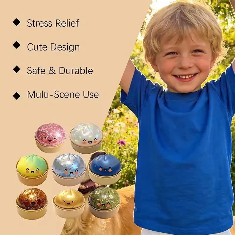 Hot Glitter Dumpling Squishies Toy Bun Dumpling Mystery Box Colorful Food Squishy Sensory Fidget Toy anti Stress Squeeze Ball