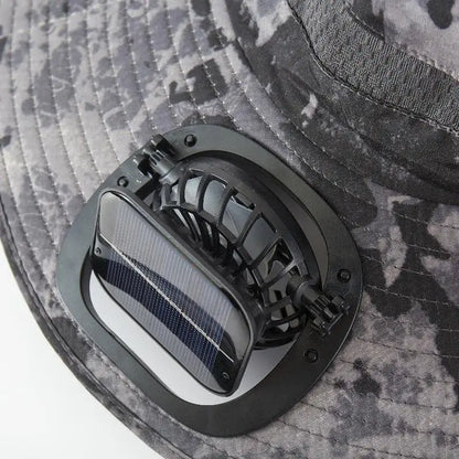 1/2Pcs Outdoor Removable Solar Charging Fan Sun Hat with 2 Fan Large Brim Sun Hats for Men Women Hiking Camping Visor Bucket Hat