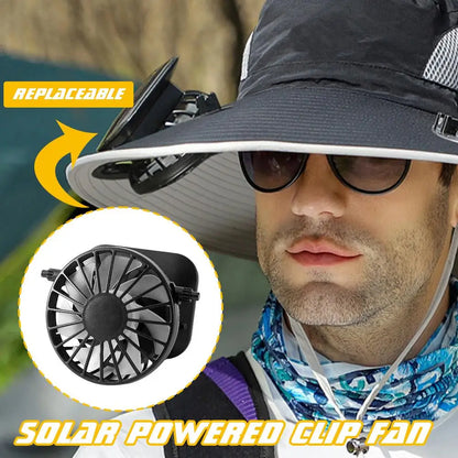 1/2Pcs Outdoor Removable Solar Charging Fan Sun Hat with 2 Fan Large Brim Sun Hats for Men Women Hiking Camping Visor Bucket Hat