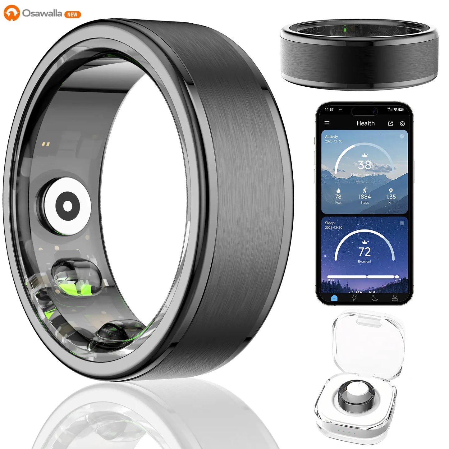 2026 New Smart Ring - 24/7 Heart Rate & Sleep Monitor, Sports Watch Alternative for Men & Women , No Subscription ,Ompatible with Android & Ios