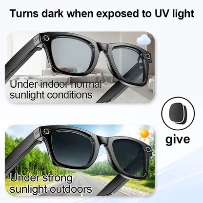 ULMIED Smart Camera Glasses with 8MP HD Video Recording, Bluetooth Audio, Includes Photochromic Lens for Outdoor Activities and Daily Use, Father'S Day Gift for Dad