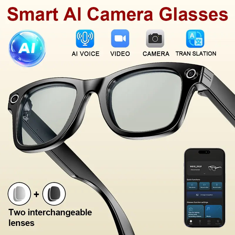 ULMIED Smart Camera Glasses with 8MP HD Video Recording, Bluetooth Audio, Includes Photochromic Lens for Outdoor Activities and Daily Use, Father'S Day Gift for Dad