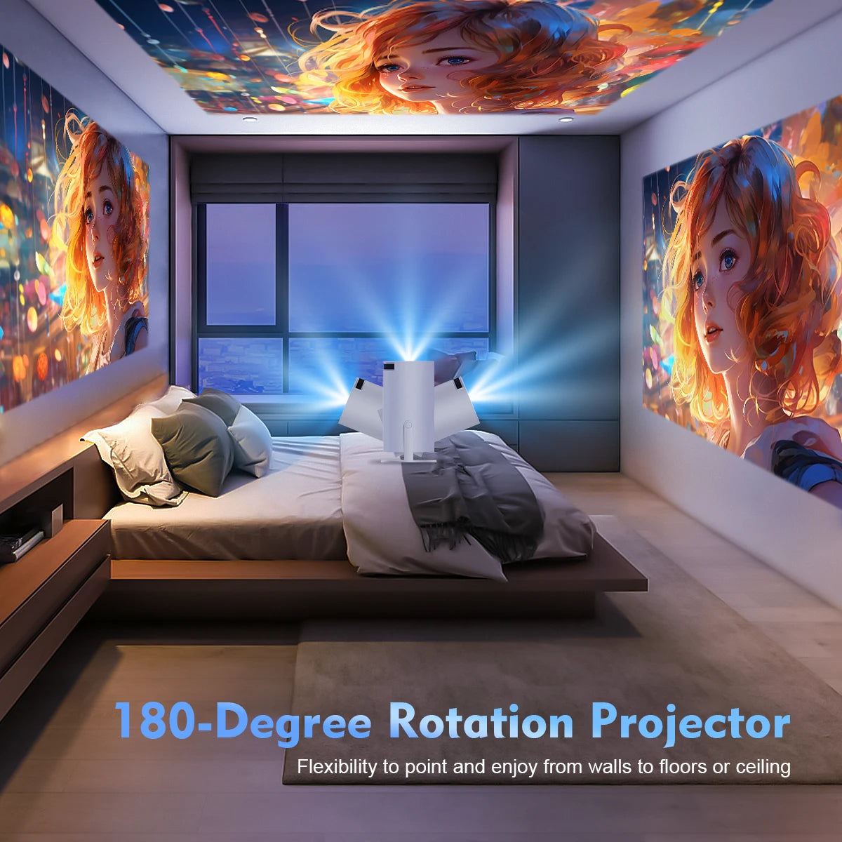 HY300 Pro 8K Android Projector - Dual Wifi6, 290 ANSI, 1080P Home & Outdoor Cinema Experience
