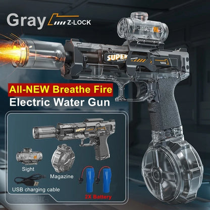 Electric Water Gun Toys Muzzle Flame Led Light Emitting Children Water Pistol Squirt Summer Outdoor Beach Pool Toy for Kid Adult