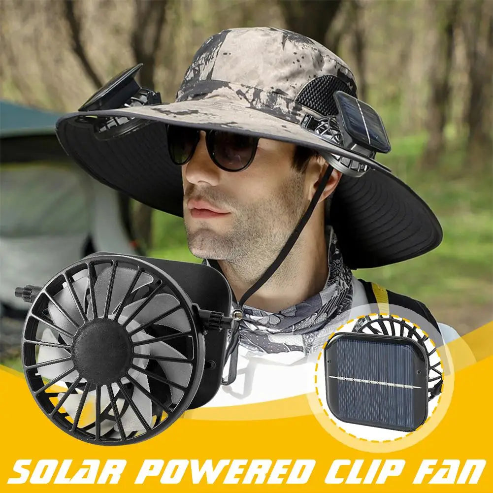 1/2Pcs Outdoor Removable Solar Charging Fan Sun Hat with 2 Fan Large Brim Sun Hats for Men Women Hiking Camping Visor Bucket Hat