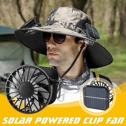 1/2Pcs Outdoor Removable Solar Charging Fan Sun Hat with 2 Fan Large Brim Sun Hats for Men Women Hiking Camping Visor Bucket Hat