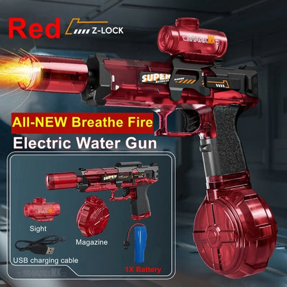 Electric Water Gun Toys Muzzle Flame Led Light Emitting Children Water Pistol Squirt Summer Outdoor Beach Pool Toy for Kid Adult