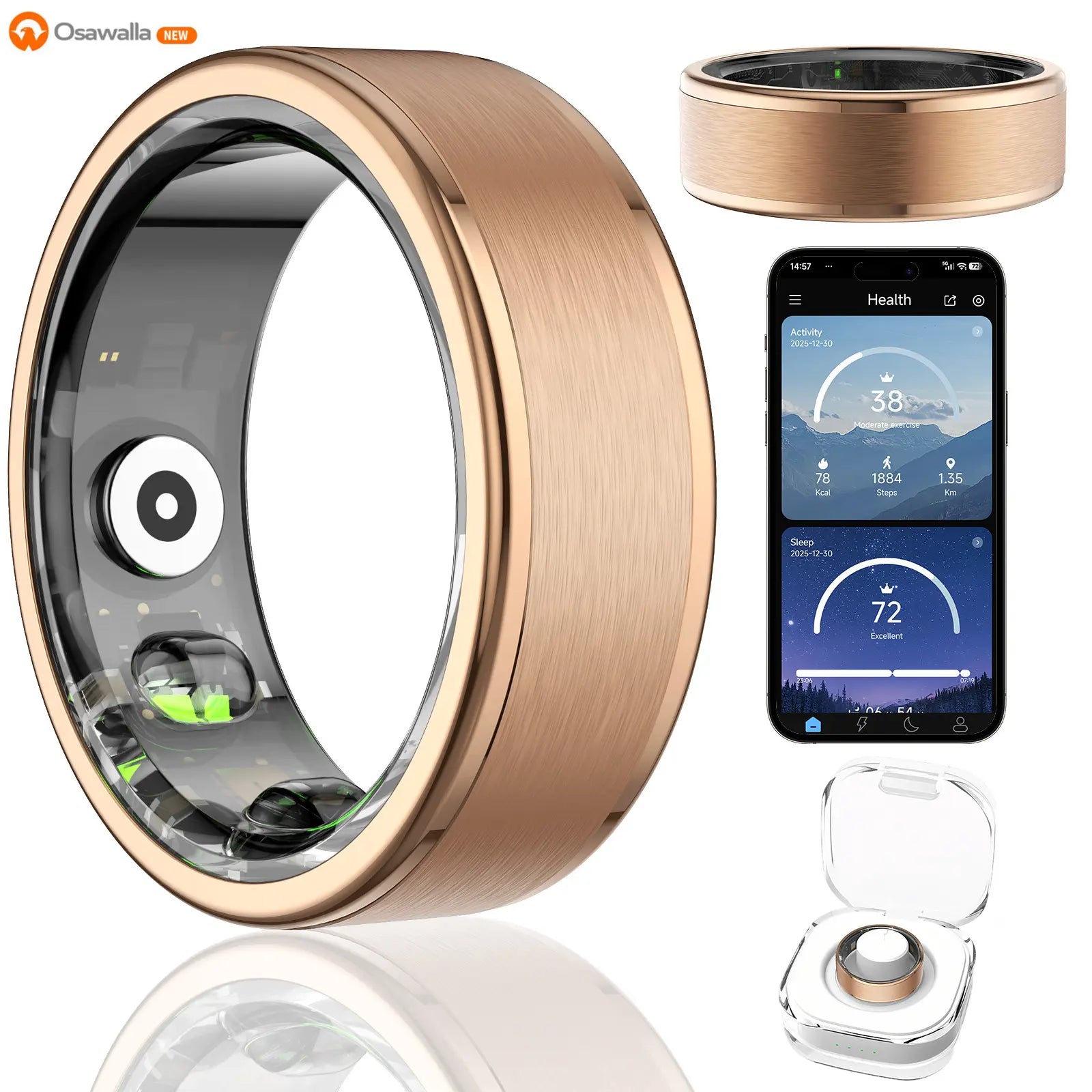 2026 New Smart Ring - 24/7 Heart Rate & Sleep Monitor, Sports Watch Alternative for Men & Women , No Subscription ,Ompatible with Android & Ios