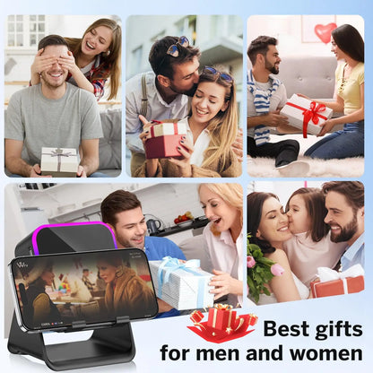 Magnetic Induction Speaker Phone Stand Wireless Bluetooth Phone Holder Amplifier Portable RGB Light 5000Mah Can Charge Cellphone