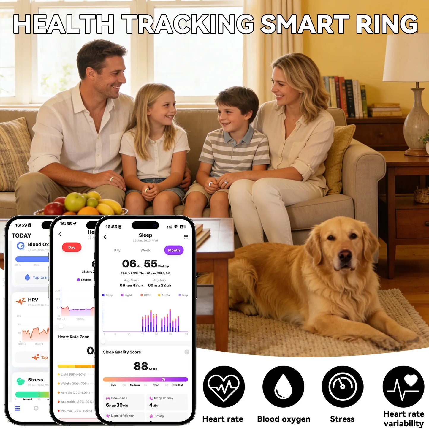 2026 New Smart Ring ,No Subscription Fees Health Tracker for Outdoor Sports, Waterproof Fitness Ring, Gift for Women, Men & Couples