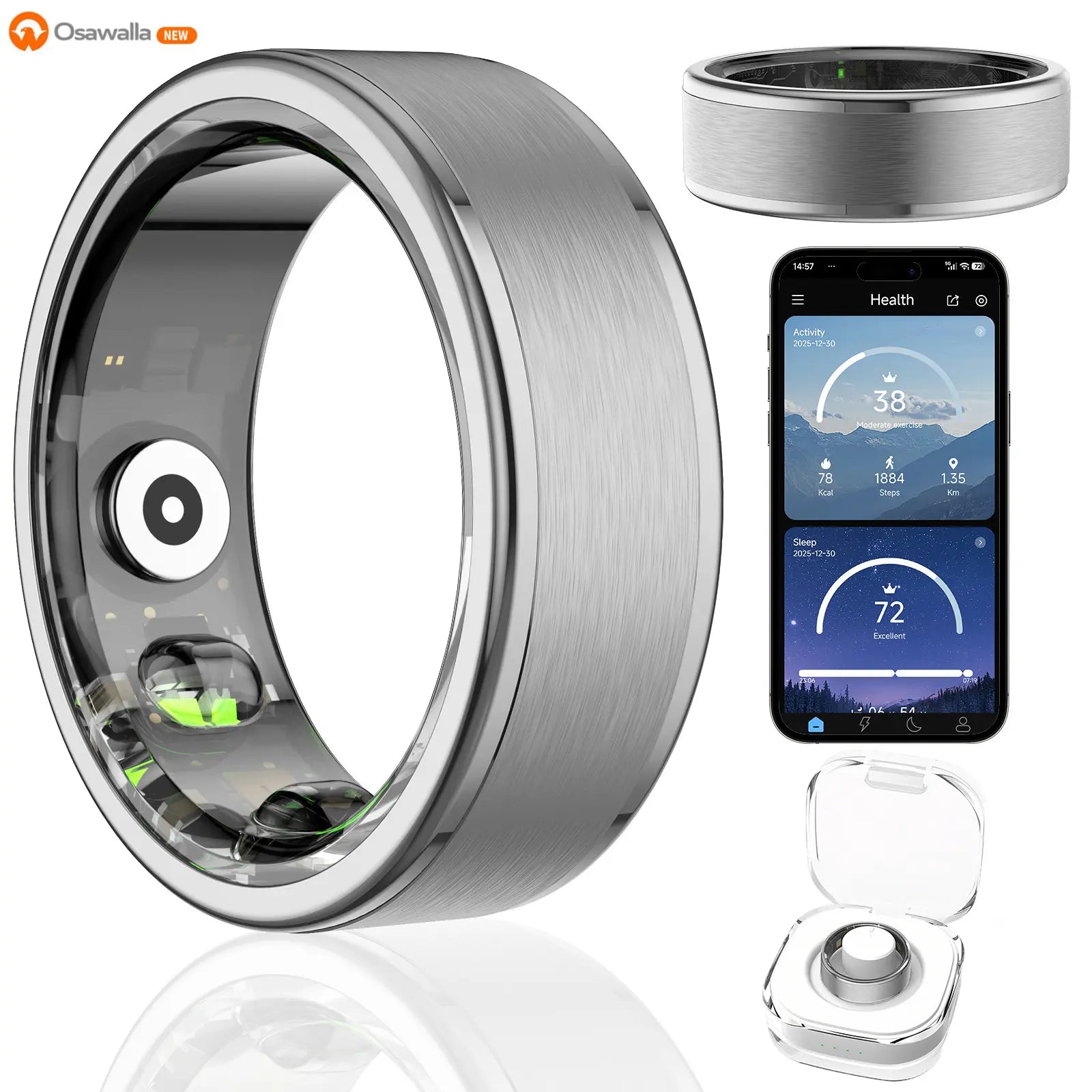 2026 New Smart Ring - 24/7 Heart Rate & Sleep Monitor, Sports Watch Alternative for Men & Women , No Subscription ,Ompatible with Android & Ios