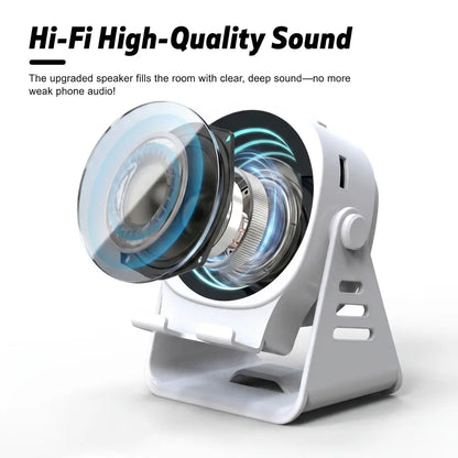 Ceesooi Wireless Induction Audio Speaker Stand, Bluetooth Speaker 5 in 1 Cellphone Holder, 500Mah Rechargeable Emergency Power Bank,360° Adjustable Mobile Tablet Stand with Colorful Ambient Light Gifts for Men Women Mothersdaygift Bluetooth