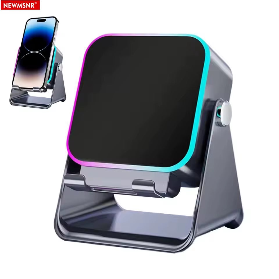 Magnetic Induction Speaker Phone Stand Wireless Bluetooth Phone Holder Amplifier Portable RGB Light 5000Mah Can Charge Cellphone
