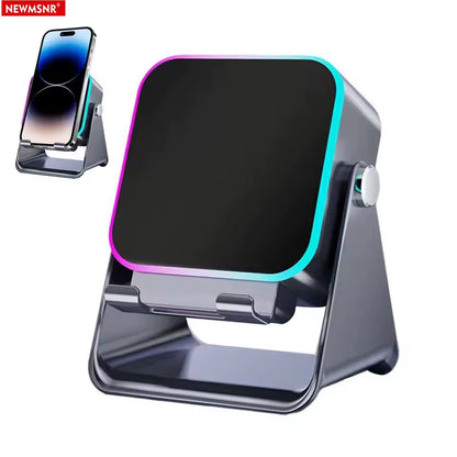 Magnetic Induction Speaker Phone Stand Wireless Bluetooth Phone Holder Amplifier Portable RGB Light 5000Mah Can Charge Cellphone