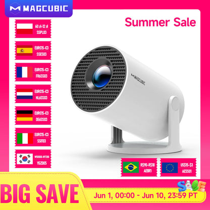 HY300 Pro 8K Android Projector - Dual Wifi6, 290 ANSI, 1080P Home & Outdoor Cinema Experience