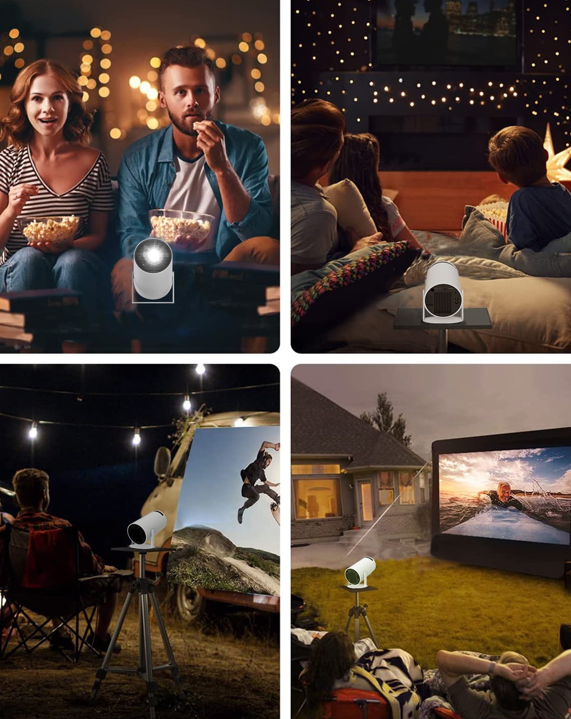 Projector 4K 1080P Support with Bluetooth and Wifi 6, Auto Correction/Focus, Mini Projector Smart for Movie Projection
