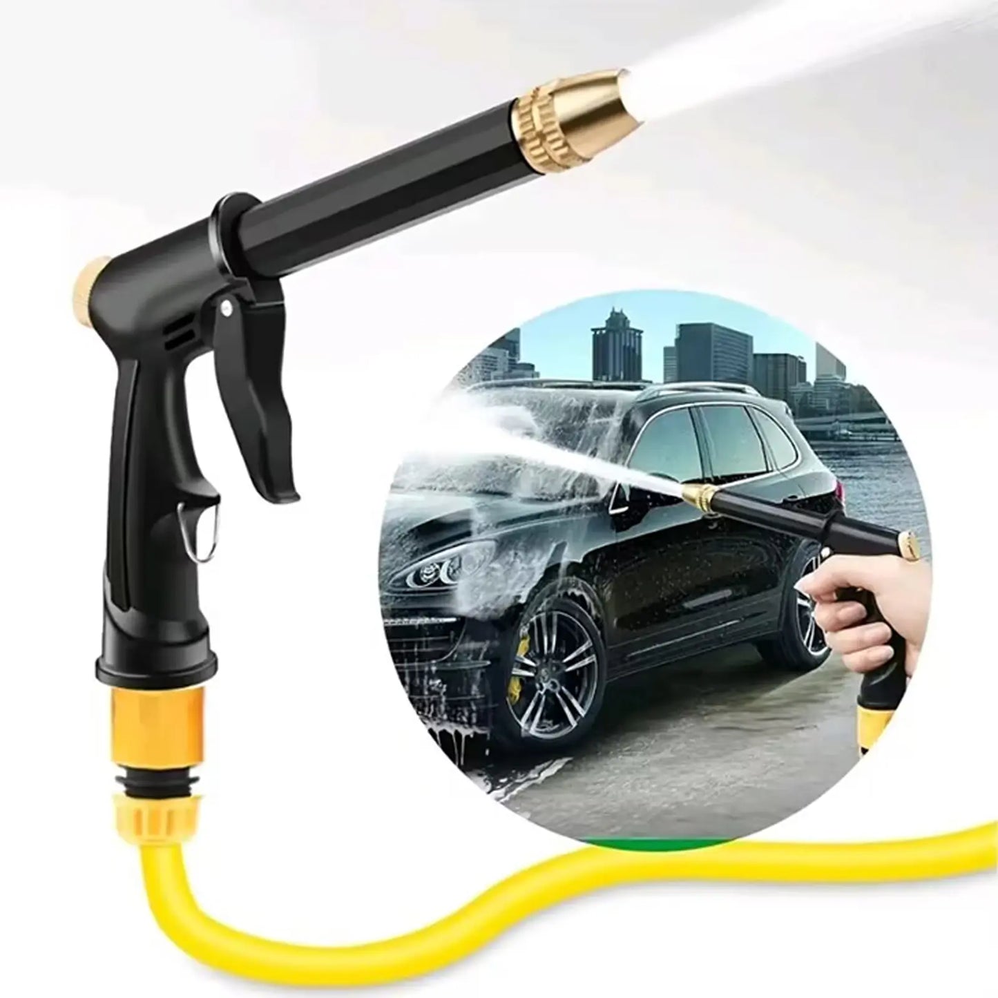 Portable High-Pressure Water Gun, Adjustable Garden Hose Nozzle, Outdoor Garden Accessories, Car Washing & Maintenance Tool Car Wash Equipment Car Wash Sprayer