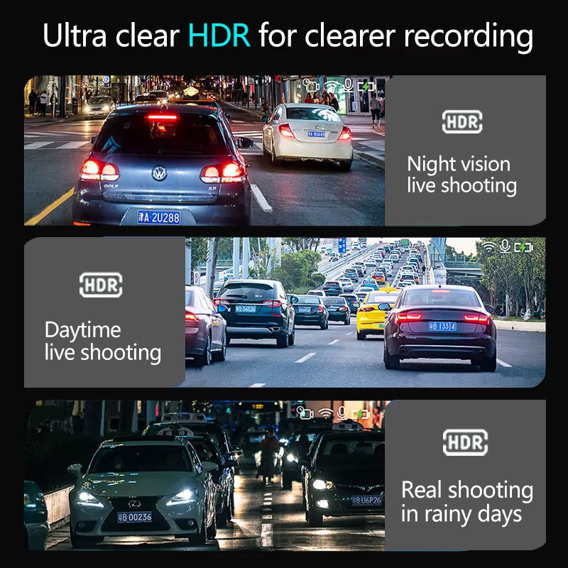 10-Inch for Car Touch Screen Video Recorder Rearview Mirror Dash Cam Front and Rear Camera Mirror DVR （Rear Camera Optional）