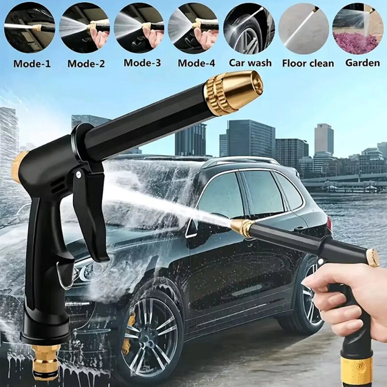Portable High-Pressure Water Gun, Adjustable Garden Hose Nozzle, Outdoor Garden Accessories, Car Washing & Maintenance Tool Car Wash Equipment Car Wash Sprayer