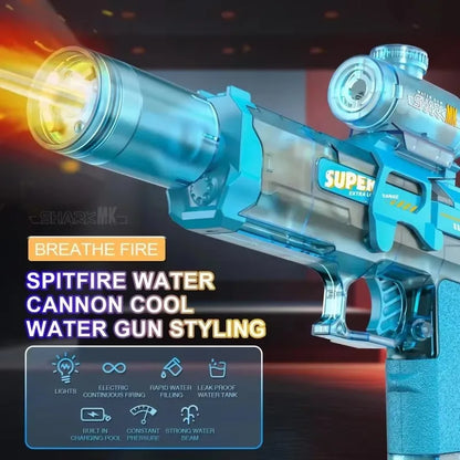 Electric Water Gun Toys Muzzle Flame Led Light Emitting Children Water Pistol Squirt Summer Outdoor Beach Pool Toy for Kid Adult