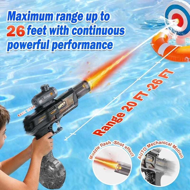 Electric Water Gun Toys Muzzle Flame Led Light Emitting Children Water Pistol Squirt Summer Outdoor Beach Pool Toy for Kid Adult